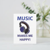 音楽ヘッドフォン音楽で音楽を楽しめる ポストカード (スタンド正面)