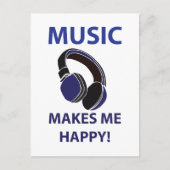 音楽ヘッドフォン音楽で音楽を楽しめる ポストカード (正面)
