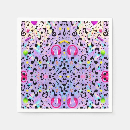 音楽ヘッドフォン、ナプキン スタンダードカクテルナプキン (正面)