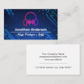 音楽ヘッドフォン | 電子背モダン景 名刺 (正面/裏面)