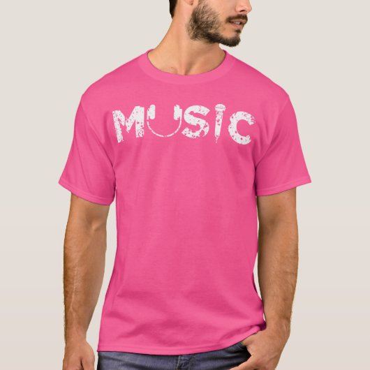 音楽ヘッドホン及びマイク動揺してロ Tシャツ (正面)