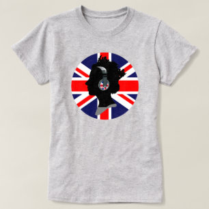 音楽ヘポップ・アートのッドホン付き文化女王エリザベス Tシャツ