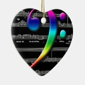 音楽ヘ音記号の虹のギフト セラミックオーナメント (右)