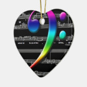 音楽ヘ音記号の虹のギフト セラミックオーナメント (左)