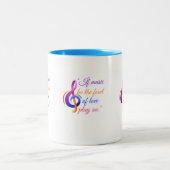 音楽ベもしーヴィンテージラブ引用文デザイン。 ツートーンマグカップ (中央)