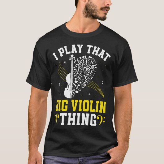 音楽ベースIそ遊のビック・ヴァイオリンThing Double Tシャツ (正面)