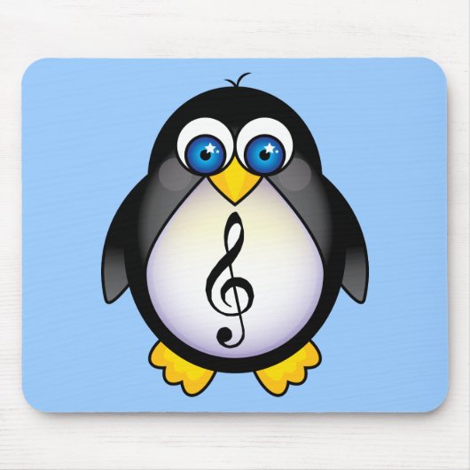 音楽ペンギンのト音記号 マウスパッド (正面)