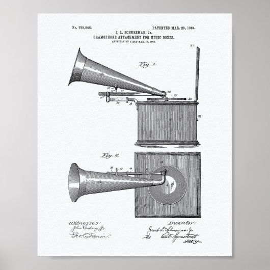 音楽ボックス1904特許アートホワイト紙 ポスター (正面)