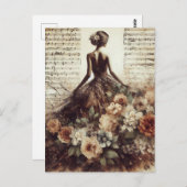 音楽ミックスメディアコラージュにダンス ポストカード (正面/裏面)