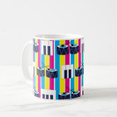 音楽ミュージカルドラムズピアノ鍵音楽 コーヒーマグカップ (正面左)