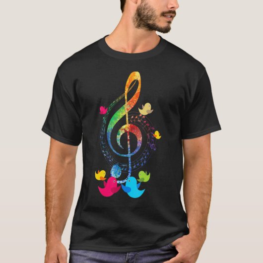 音楽ミュージカル楽器バーズトレブルクレフ、 音符記号 Tシャツ (正面)