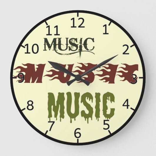 音楽ミュージック ラージ壁時計 (正面)