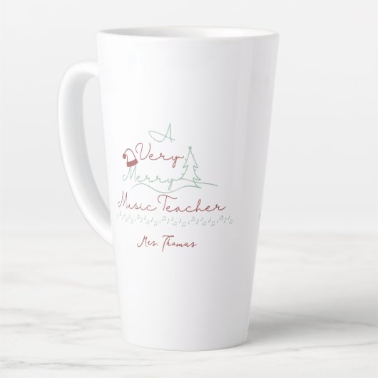 音楽メリー先生のクリパーソナライズされたスマス カフェラテマグ (左アングル)