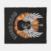 音楽メーカー(ギタープレーヤー) フリースブランケット (正面(横))