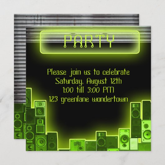 音楽モダンのパーティの招待状 招待状 (正面/裏面)