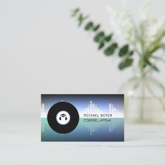 音楽モダンインスパイアビニールとイコライザ 名刺 (スタンド正面)