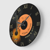 音楽モダンギタービニル結婚1周年記念 ラージ壁時計 (傾斜)