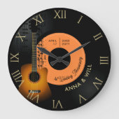 音楽モダンギタービニル結婚1周年記念 ラージ壁時計 (正面)