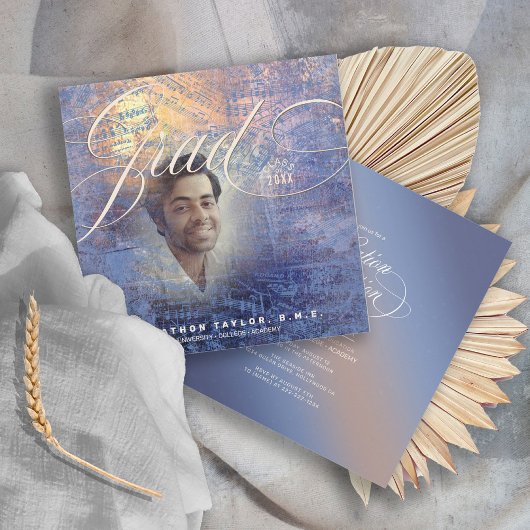 音楽モダングラッドフォトブルーID899 招待状