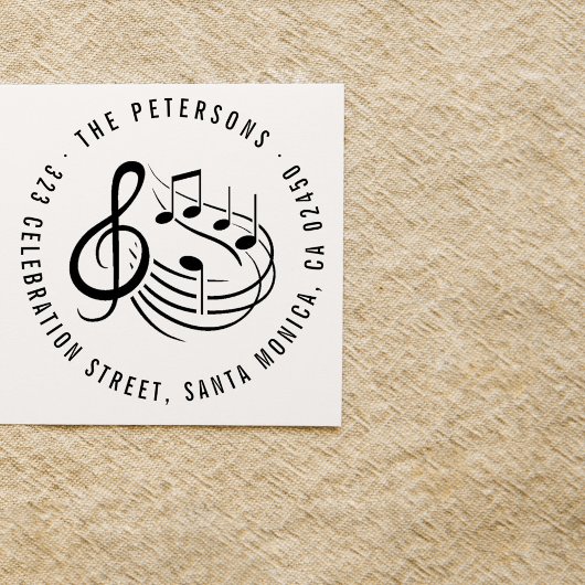 音楽モダンノートのラウンド名と差出人住所 セルフインキングスタンプ