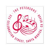 音楽モダンノートのラウンド名と差出人住所 セルフインキングスタンプ (デザイン)