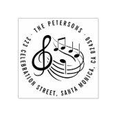 音楽モダンノートのラウンド名と差出人住所 ラバースタンプ (インプリント)