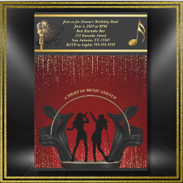 音楽モダンパーティーカラオケ誕生日招待状 招待状