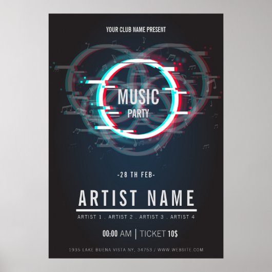 音楽モダンパーティーチラシ告知ポスター ポスター (正面)