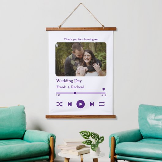 音楽モダン曲カスタムカップルの再生リストの写真 吊り下げ型タペストリー (リビング)