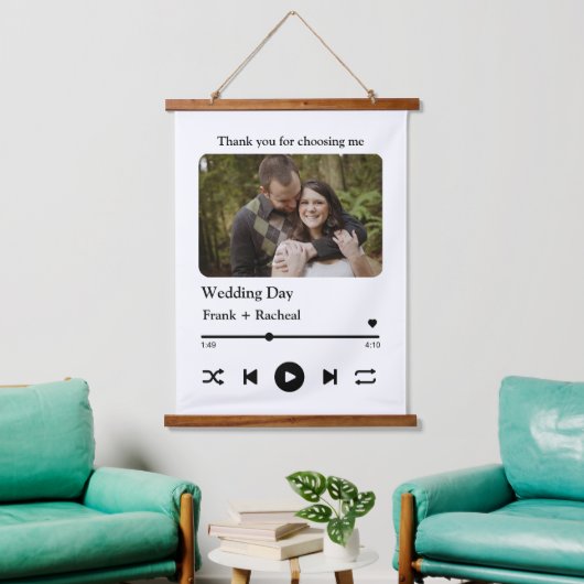 音楽モダン曲カスタムカップルの再生リストの写真 吊り下げ型タペストリー (リビング)