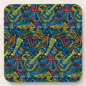 音楽モダン楽器カラフル愛好家 コースター (正面)