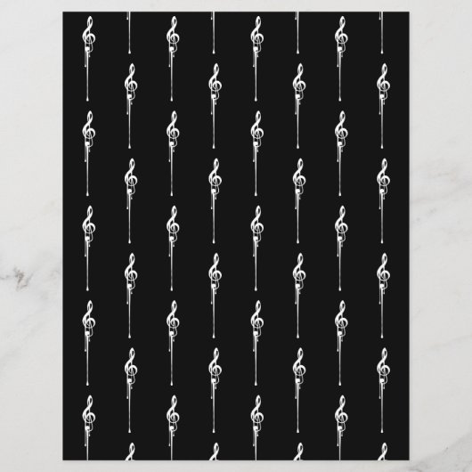 音楽モチーフ溶ける高音クレフ、 音符記号白と黒 (裏面)