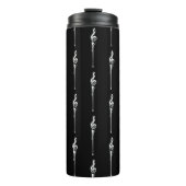 音楽モチーフ溶ける高音クレフ、 音符記号白と黒 タンブラー (正面)