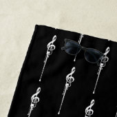 音楽モチーフ溶ける高音クレフ、 音符記号白と黒 ビーチタオル (インサイチュ)