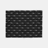 音楽モチーフ溶ける高音クレフ、 音符記号白と黒 フリースブランケット (正面(横))