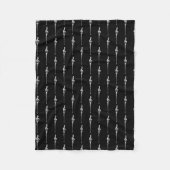 音楽モチーフ溶ける高音クレフ、 音符記号白と黒 フリースブランケット (正面)