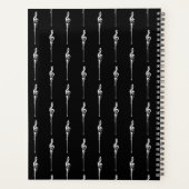 音楽モチーフ溶ける高音クレフ、 音符記号白と黒 プランナー手帳 (裏面)