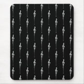 音楽モチーフ溶ける高音クレフ、 音符記号白と黒 マウスパッド (正面)