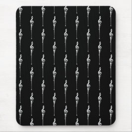音楽モチーフ溶ける高音クレフ、 音符記号白と黒 マウスパッド