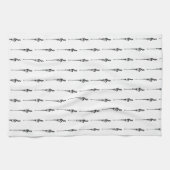 音楽モチーフ溶ける高音クレフ、 音符記号白黒 キッチンタオル (横)