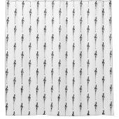 音楽モチーフ溶ける高音クレフ、 音符記号白黒 シャワーカーテン (正面)