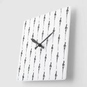 音楽モチーフ溶ける高音クレフ、 音符記号白黒 スクエア壁時計 (傾斜)