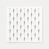 音楽モチーフ溶ける高音クレフ、 音符記号白黒 スタンダードカクテルナプキン (正面)