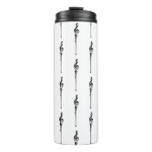 音楽モチーフ溶ける高音クレフ、 音符記号白黒 タンブラー (正面)