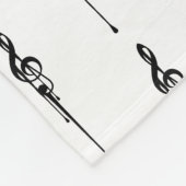 音楽モチーフ溶ける高音クレフ、 音符記号白黒 フリースブランケット (角)