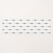 音楽モチーフ溶ける高音クレフ、 音符記号白黒 ヨガマット (正面(横))