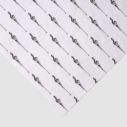 音楽モチーフ溶ける高音クレフ、 音符記号白黒 薄葉紙 (詳細)