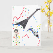 音楽モンタージュ赤グリーティングカード カード (黄色い花)