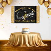 音楽ユニークノートパーソナライズされたバナーブラック、金ゴールド 横断幕