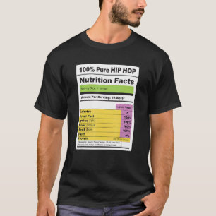 音楽ラップのヒップホップ栄養ファクトラベル Tシャツ